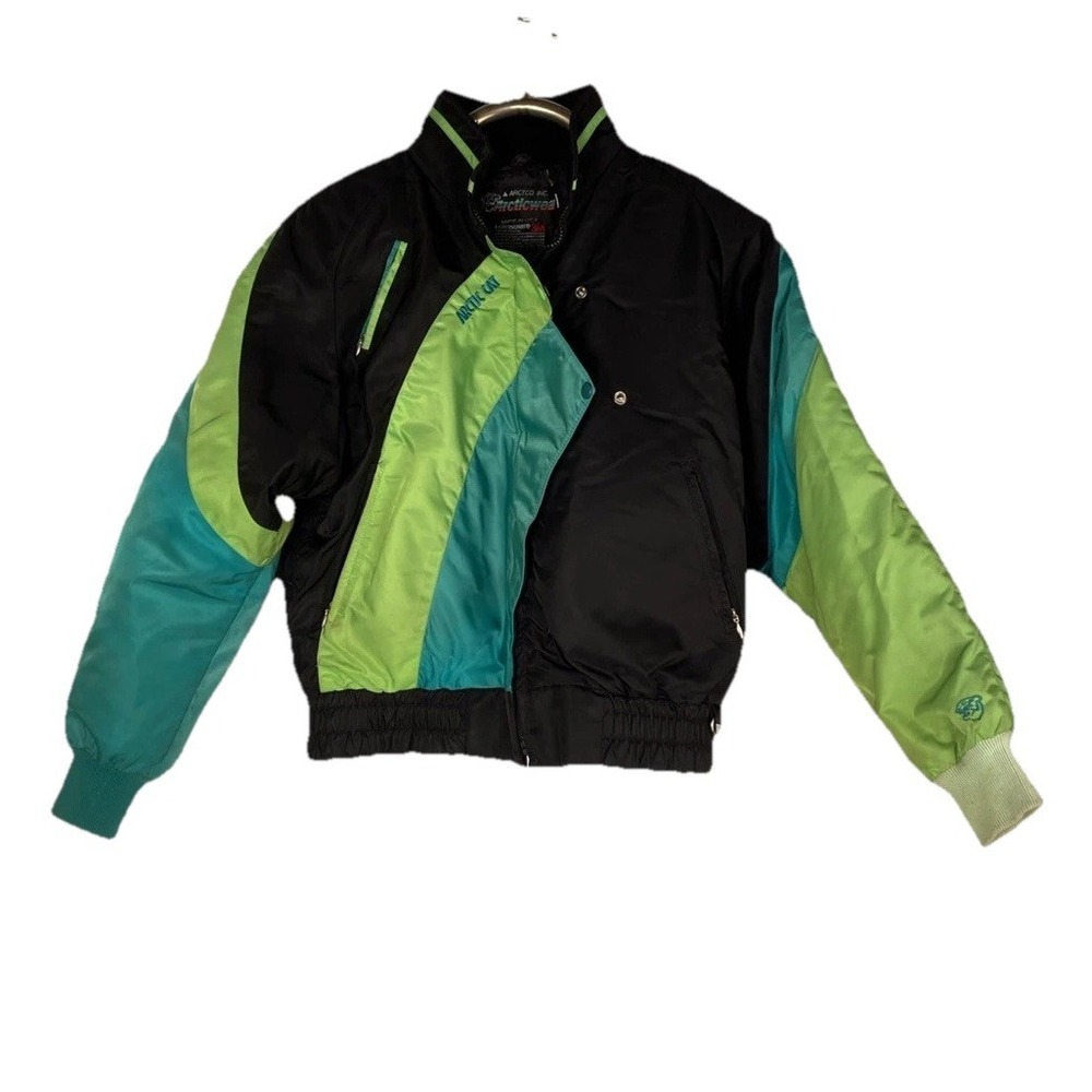Arctic Cat Vintage 3in 1 Kids L Snowmobile Jacket Purple Green Coat USA Made‎